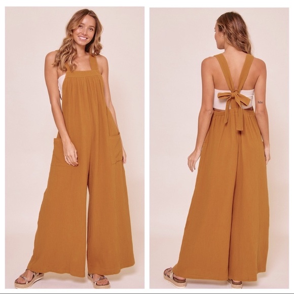 47 Boho ✨Angela Solid Fabulous Wide Leg Jumpsuit - Picture 3 of 6